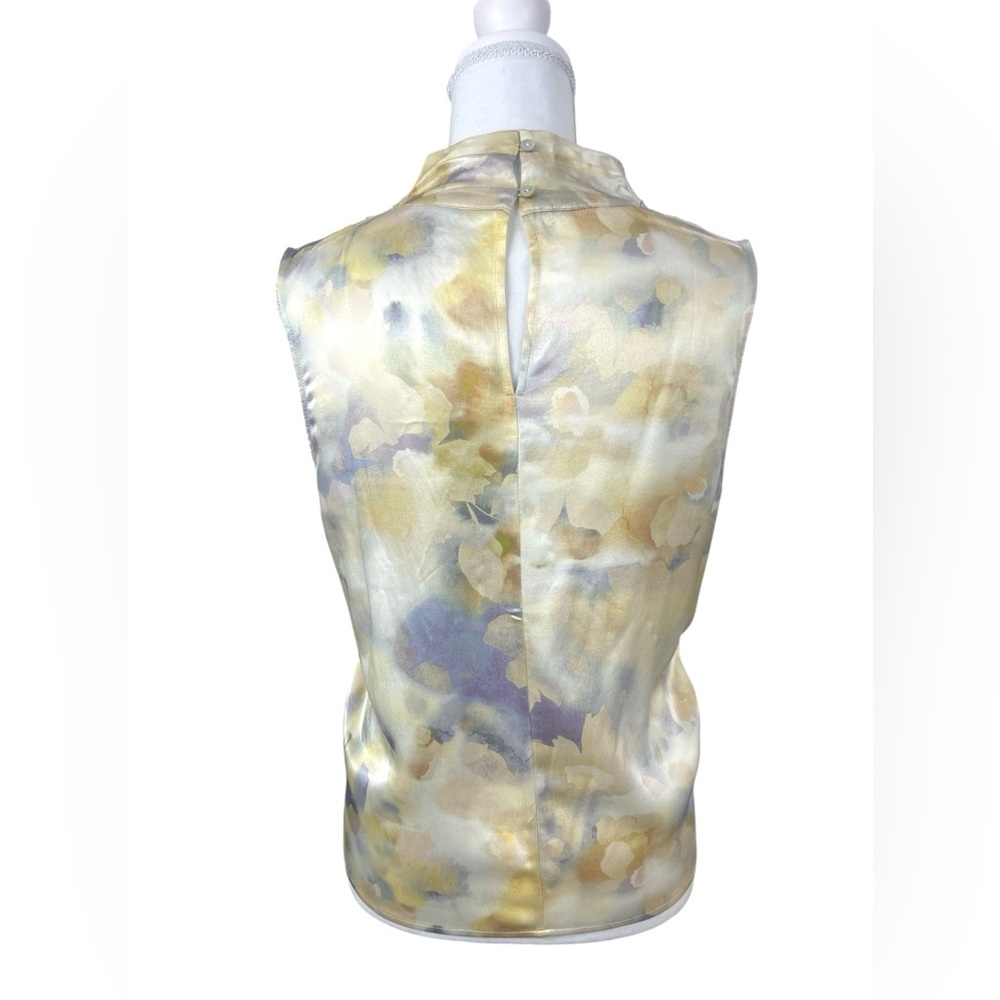 NWT Rails Satin Draped Kaleen Top Blouse Diffused Blossom Mock Neck Pastel - Picture 8 of 12